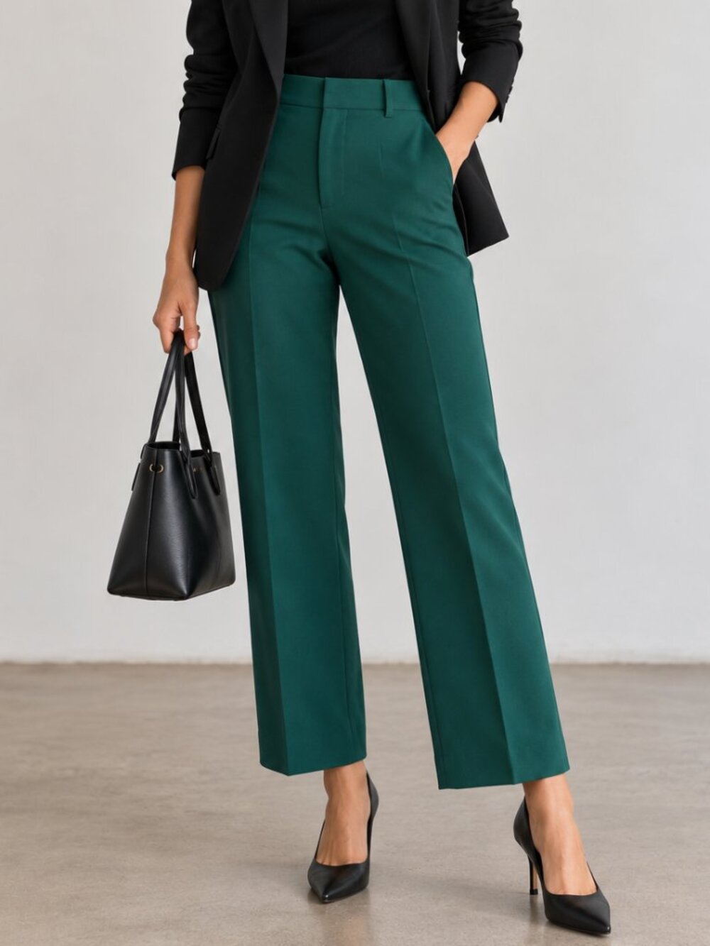 Wilfred Aritzia Emerald Green Wide Leg Tailored Dress Pants Trousers Size 0